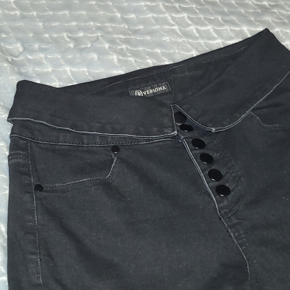 Fold Over Waist Button Fly Versona high waist skinny jeans 28 Small vtg goth